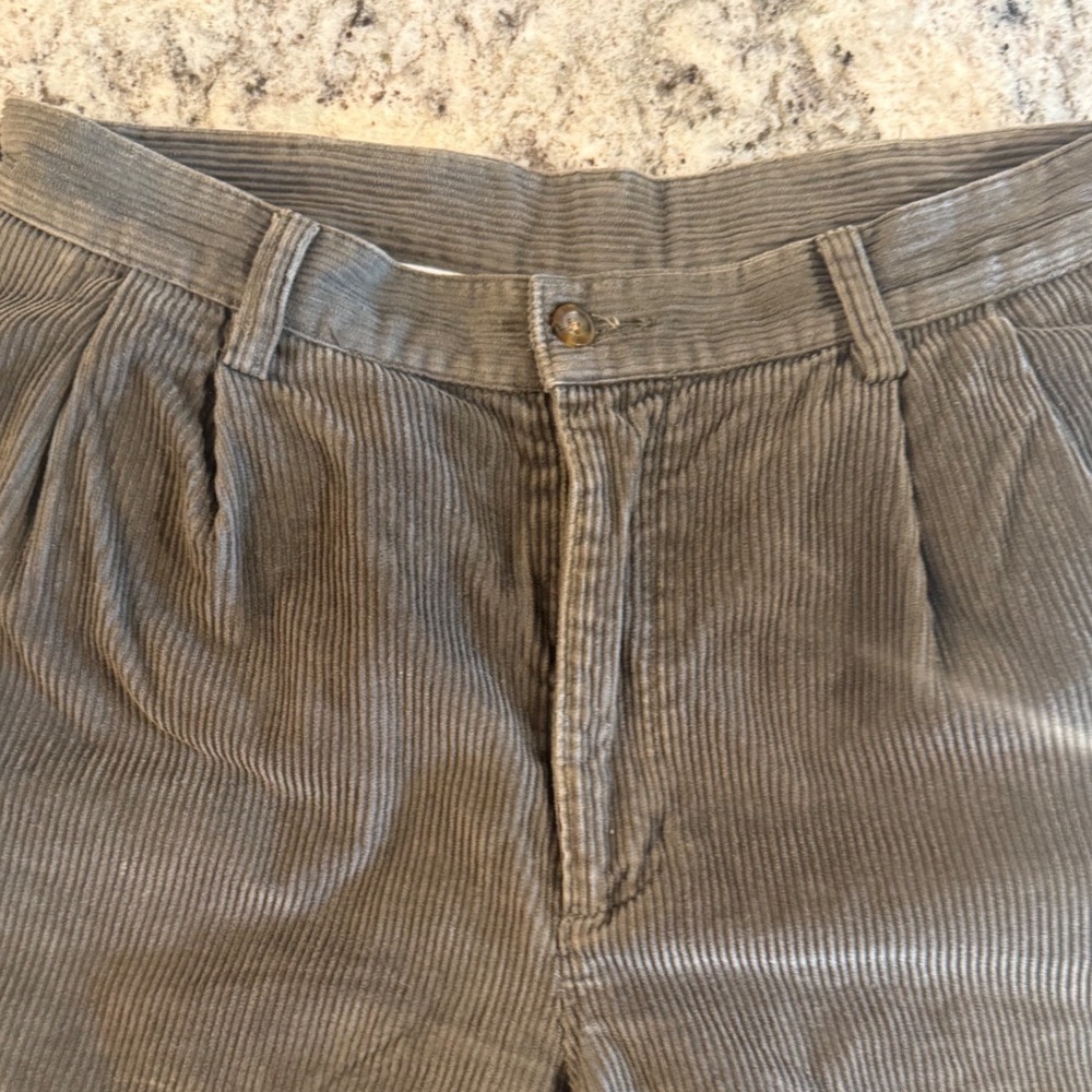 Woolrich John Rich & Bros Men Dark Loden Pleated Corduroy Pants 32x32 1956 Green - Picture 4 of 8